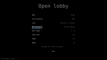 [Screenshot] Typing-enabled match setup menu (black theme)